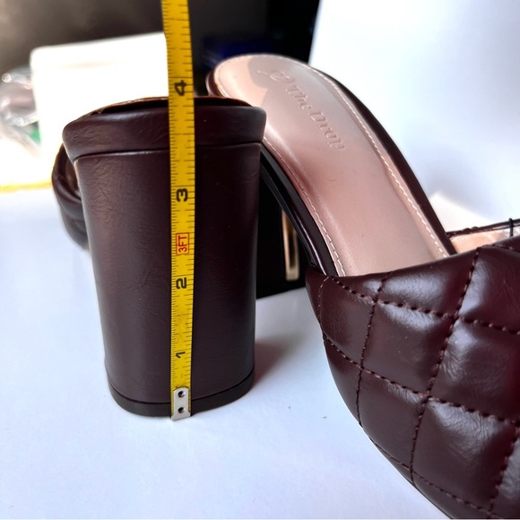 The Drop Quilted Chocolate High Block Heeled Mule Open Toe Sandal Ladies 7.5 - Picture 10 of 10